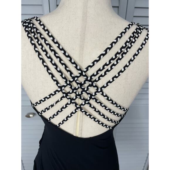 Gottex Profile black white rope weave back slimming one piece swim womens size 8 - Picture 4 of 7